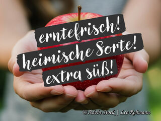 Beispiel Apfel: Der &quot;Will haben&quot;-Effekt - nur dieser Apfel ist erntefrisch, eine heimische Sorte und extra süß!