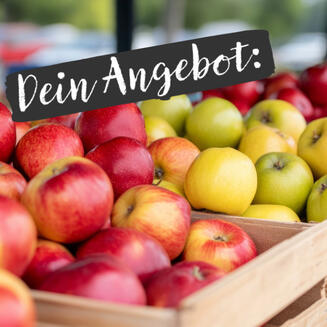 Zwei Obstkisten mit Äpfeln als Symbolbild: ohne Angebots-Fokus auf der Website entscheiden Besucher nicht. Zwei Obstkisten mit Äpfeln als Symbolbild: ohne Angebots-Fokus auf der Website entscheiden Besucher nicht.